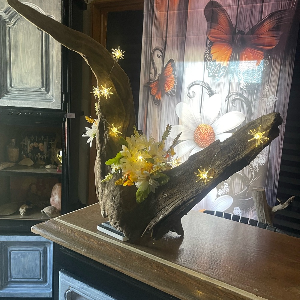 Rustic Driftwood LED Floral Arrangement